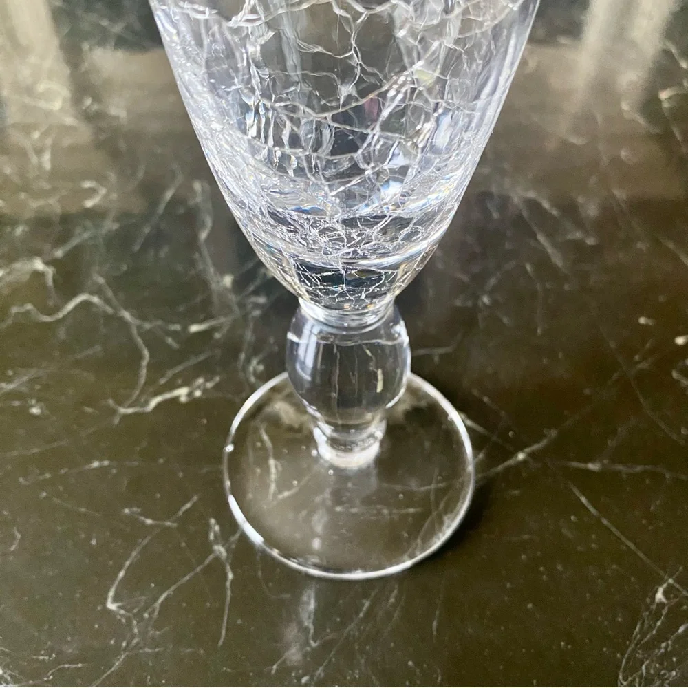 Pier 1 Clear Crackle Glass Flutes / Drink Glass Set